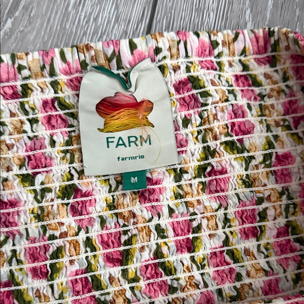 FARM RIO Floral Pink Smocked Ruffle Skirt new no tags size medium - Picture 2 of 5